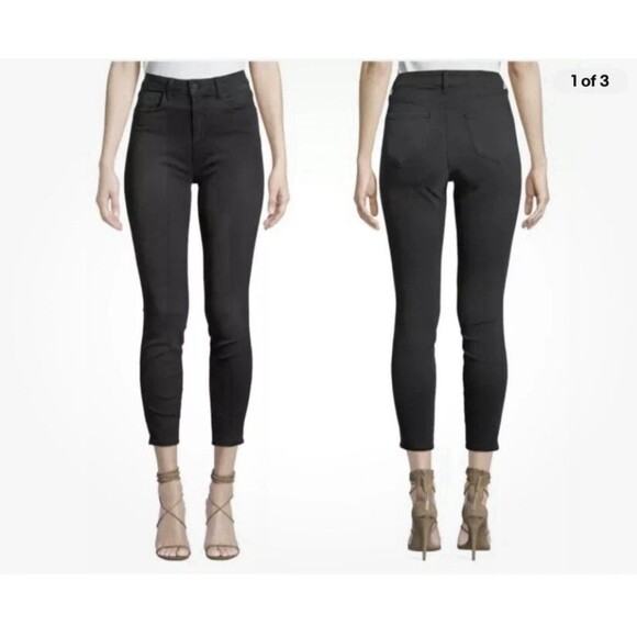 L'AGENCE Black Noir Margot High-Rise Ankle Glitter Sparkle Skinny Jeans Size 30 - Picture 1 of 11